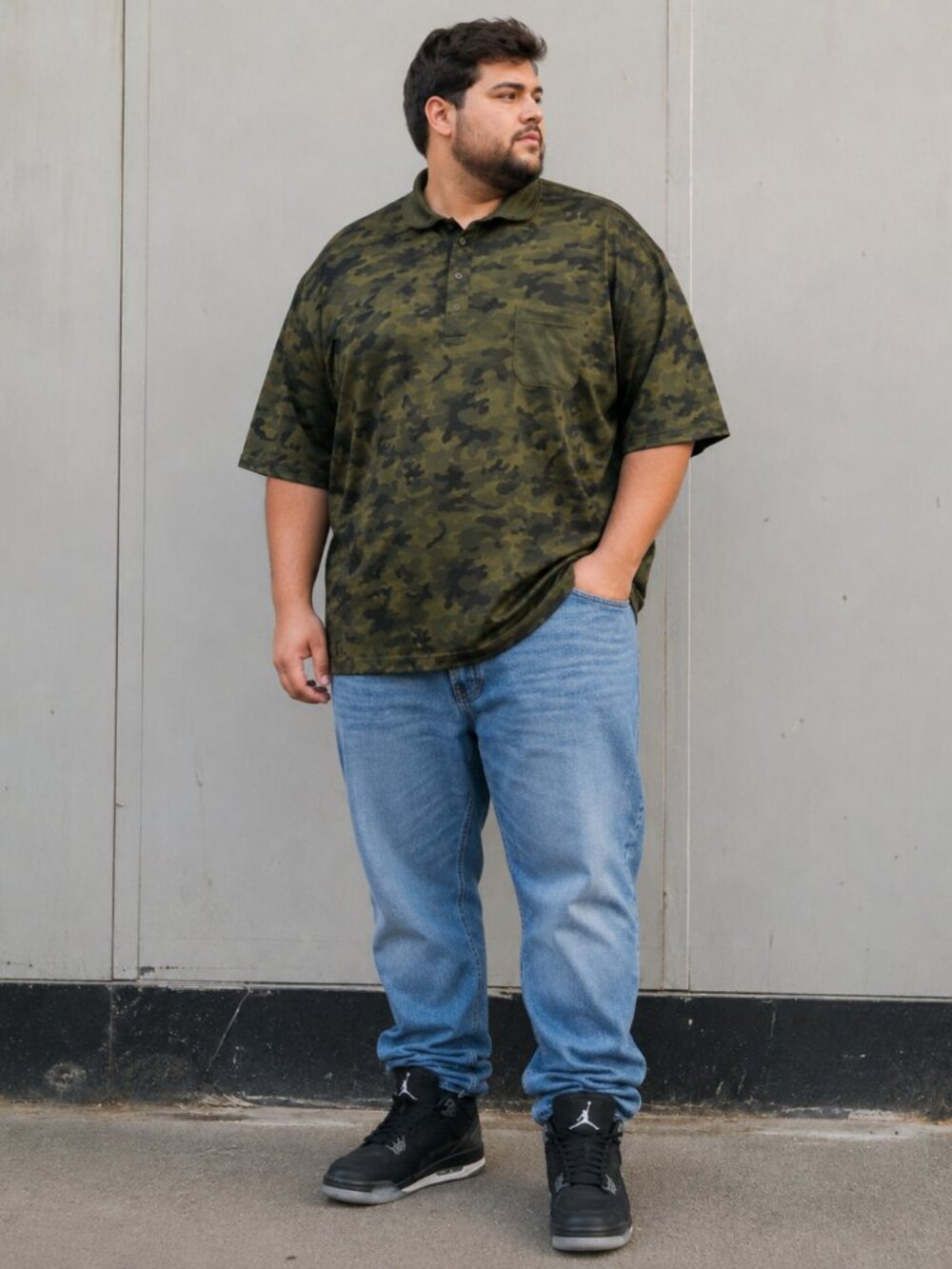 MoFiz Men’s 2XL Green Camo Short Sleeve Performance Polo Shirt With Pocket